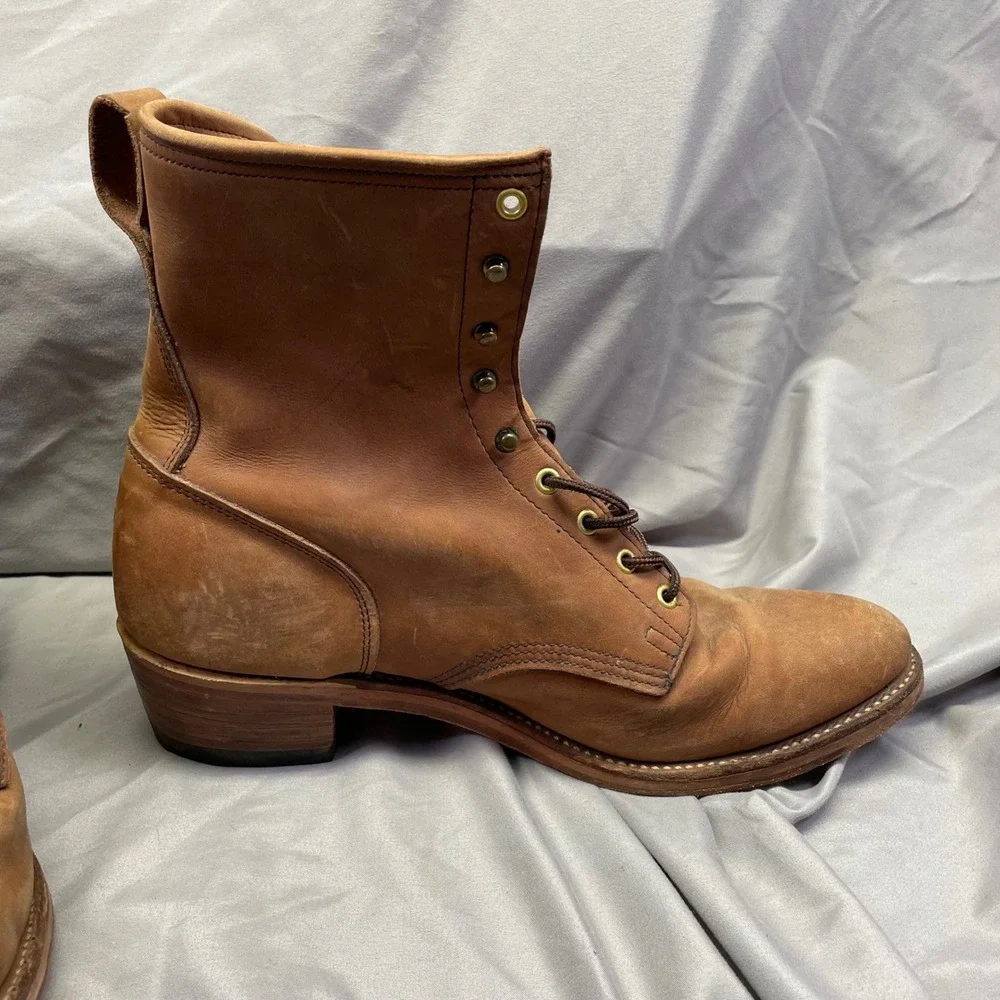 Sheboygan Footwear Mens Vintage Tan Leather Lace Up Work Boots Heritage Rugged‎